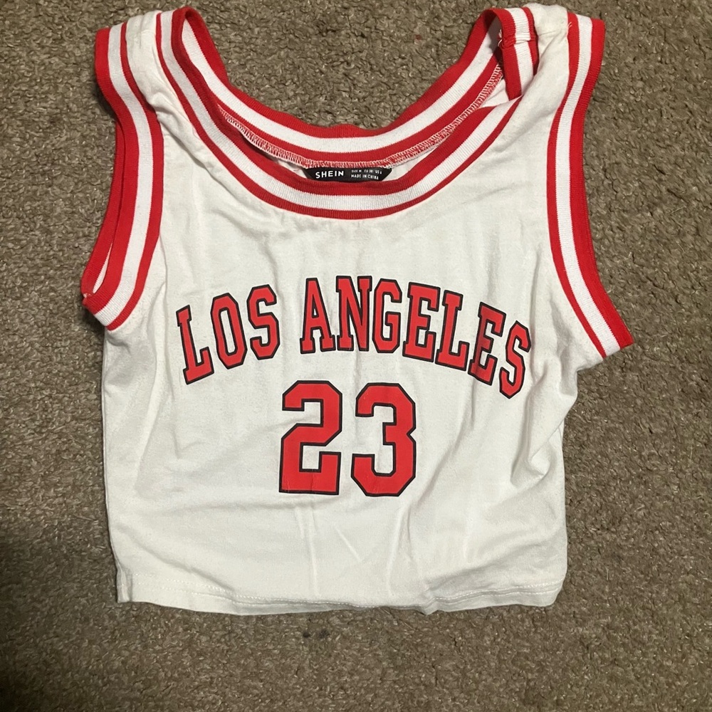 Red and White Los Angeles 23 Tank Top